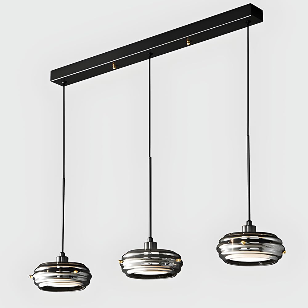 KXEcoLife Modern Pendant Light Smoky Gray Glass Chandelier Lighting Fixtures Black Adjustable Kitchen Island Hanging Nordic Multi Lights Lamp