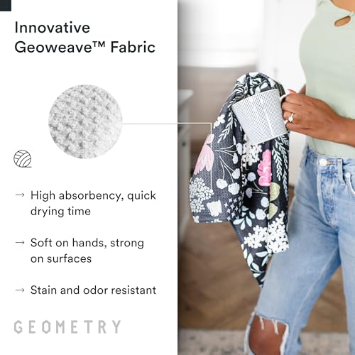 GEOMETRY Kitchen Tea Towels - Quick Dry Microfiber Dish Towels for Kitchen Pretty Petals, 18" x 30" 2 Pack - Thumbnail 4