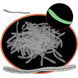 Cebo Coreano Rojo senvenelec Cebo Pesca Artificial, Cebo Silicona biónico Suave Cebo de Pesca Gusano Que simula Gusano Rojo plástico Verde protección del Medio Ambiente, Cebo Luminoso: Unas 100 Piezas.