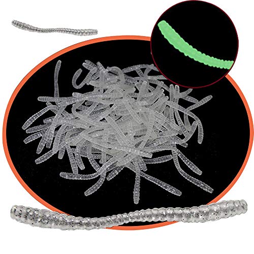 senvenelec Cebo Pesca Artificial, Cebo Silicona biónico Suave Cebo de Pesca Gusano Que simula Gusano Rojo plástico Verde protección del Medio Ambiente, Cebo Luminoso: Unas 100 Piezas Cover