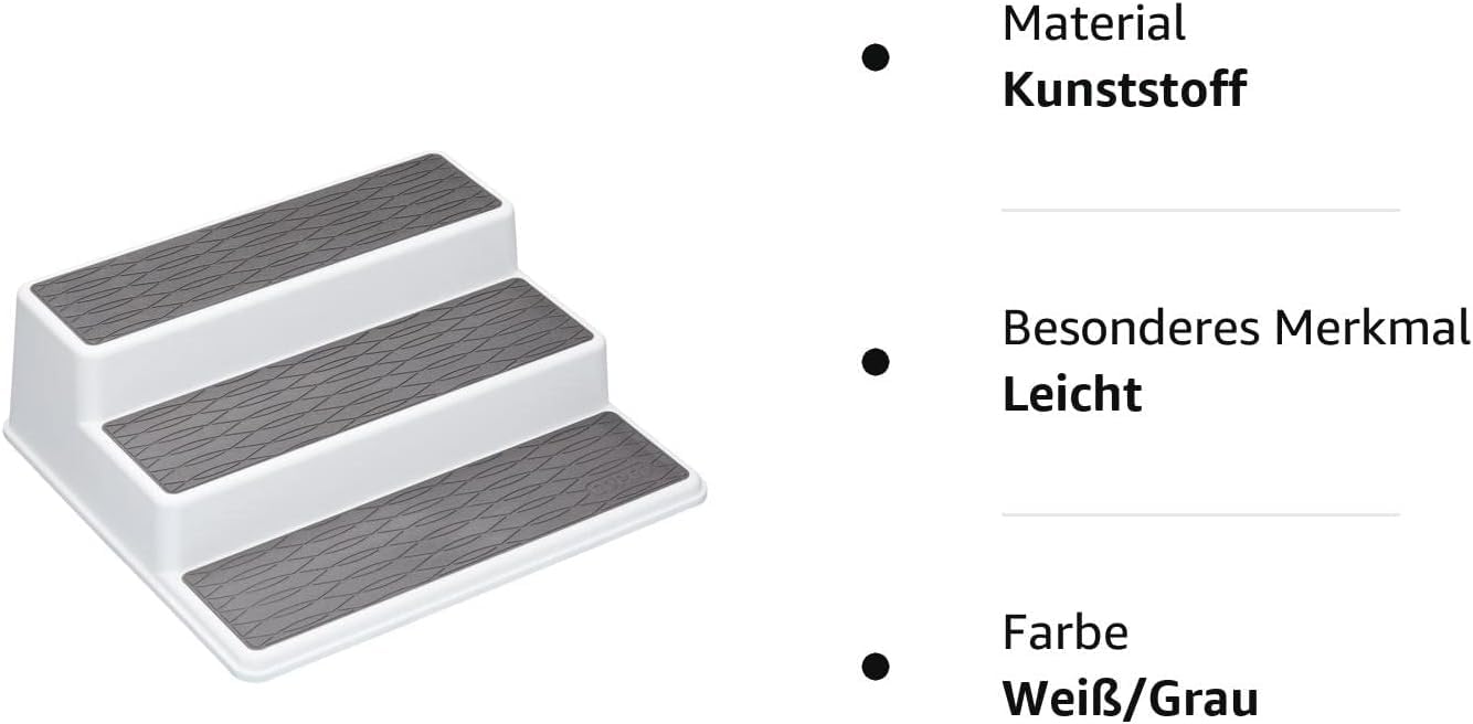 Copco Basics 3-stufiges Gewürzregal für den Innenschrank, rutschfestes Küchenregal, 26 x 23 x 8,5cm, weiß/grau