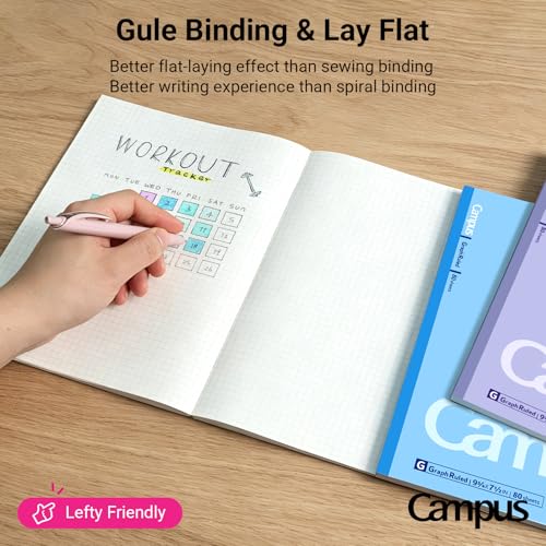 Image of KOKUYO Composition Notebooks, 3 Pack Campus 9-3 /4 inch x 7-1 /2 inch Comp Book with College Ruled, 80 Sheets, Pink Blue Lavender School Lined Notebook Journal for Work Study Note Taking (WSG-NO-308CG1x3)
