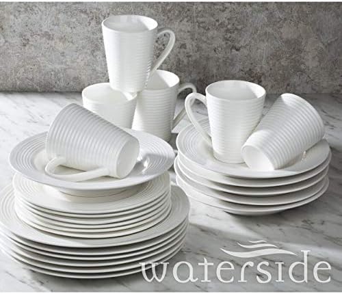 24 Piece White Embossed Dinner Set