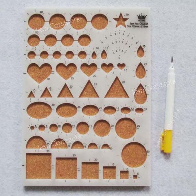 Craft Quilling Tools - Template Board 1 piece with Slotted Pen 1 piece - - (Color: White)