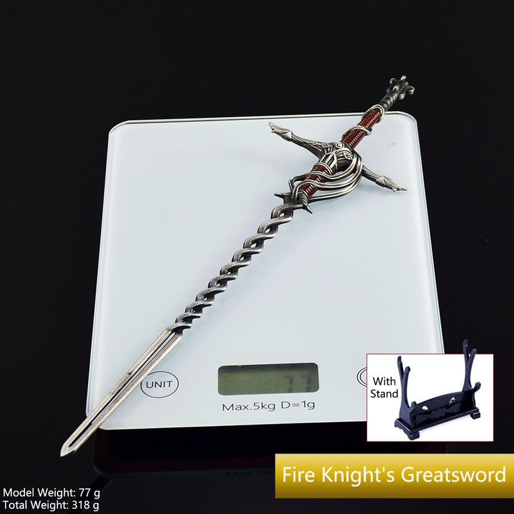 Elden Rings, Fire Knight's Greatsword Metalowa Figurka 30 cm Ze Stojakiem, Kolekcjonerska Figurka Fantasy, Dekoracja Na Biurko, Pomysł Na Prezent Dla Graczy I Kolekcjonerów