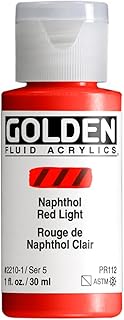 GOLDEN Fluid Acrylics, Naphthol Red Light, 1 fl. oz. Bottle, Professional Acrylic Paint, Semi-Transparent