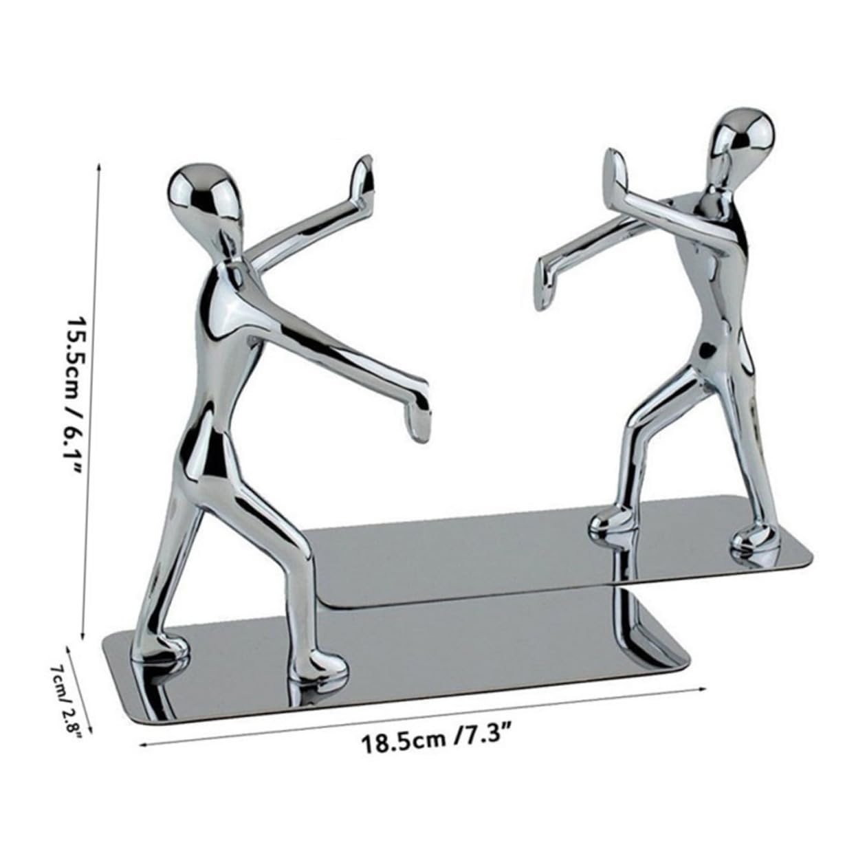 Buchstützen aus Metall in Kung Fu Form, 2 Stück, Silber