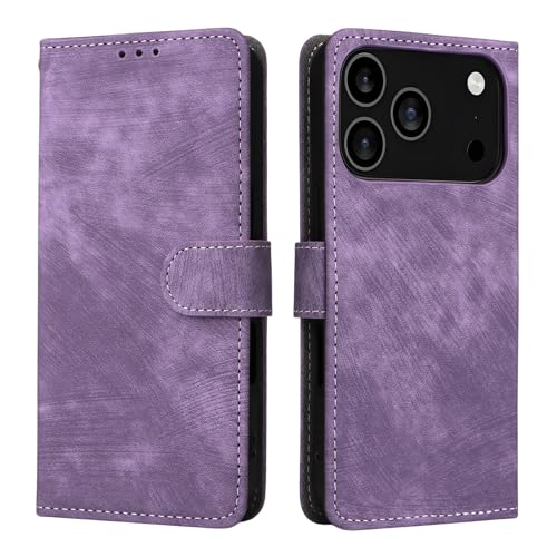 Protégez votre iPhone 16 violet avec cet étui portefeuille en cuir