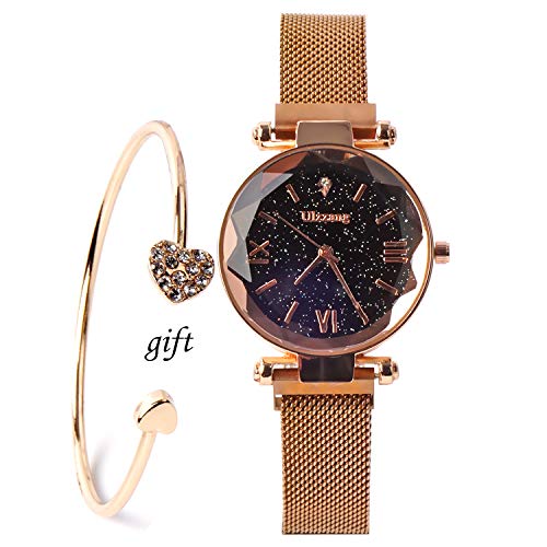 Luxury Starry Sky Women Watches Rose Gold Bracelet Stones Quartz Ladies Watch Thin Steel Female Wrist Watches