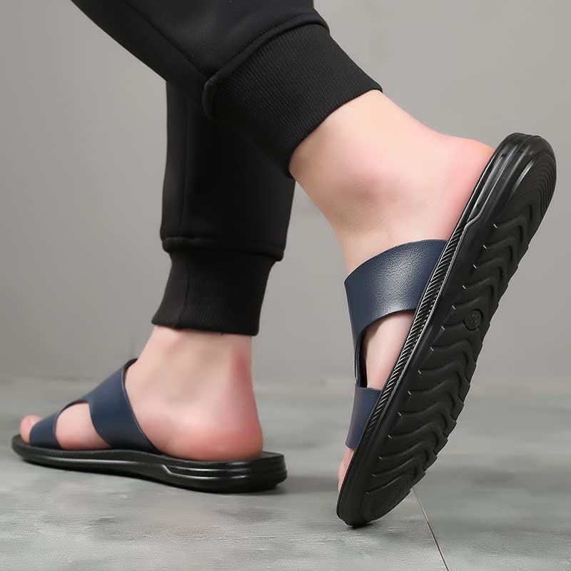 Men Shoes Flats Casual Slides Outside Sandals Beach Work Slippers Soft Leather Flip Flop Shoes2