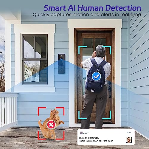 guggre Wireless Video Doorbell with Chime Ringer, Enhanced Security with AI Human Detection, 2-Way Audio, HD Night Vision, AES-128 Cloud Storage, Real-Time Alerts, Smart Home Protection (Purple) - Image 3