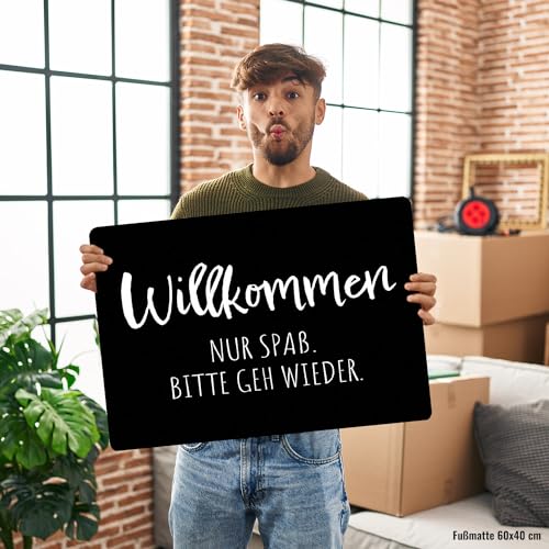 speecheese Hau ab Fußmatte in 35x50 cm ohne Rand Willkommen Nur Spaß. Bitte GEH Wieder. Sarkastisch Humorvoll - Christkind Weihnachtsbaum Spaßgarant
