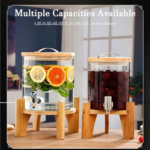 Dispensador de bebidas de cristal con grifo de acero inoxidable, tapa a prueba de fugas para cócteles, jugos, agua, bebidas, perfecto para fiestas y eventos