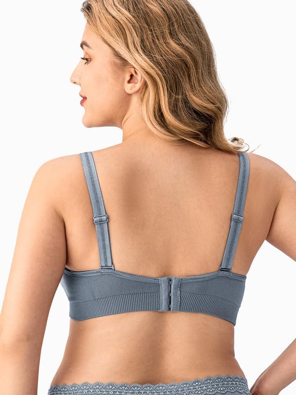 Image of Angelhood Womens Seamless Sleep Nursing Bra,Breastfeeding Maternity Bra with Remove Bra Pads Extenders Pack of 3