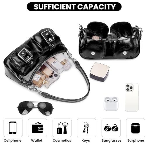 Shoulder Bags for Women Faux Leather Shoulder Purse with Pockets Trendy Crossbody Bag Going Out Purse Everyday Bag4