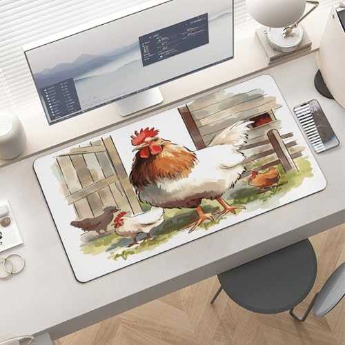 Alfombrilla grande para escritorio con diseño de animales de granja miniatura 6