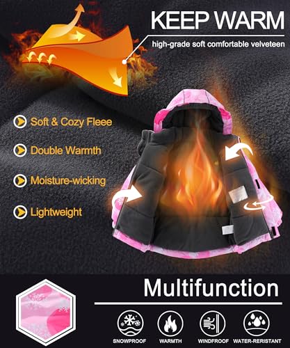 Image of M2C Boys Girls 2-Piece Snowsuit Thicken Patterned Ski Jackets and Pants