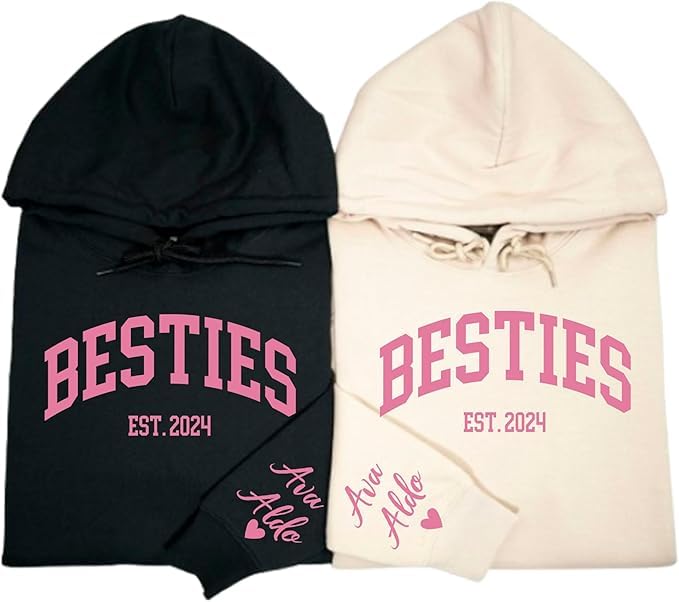 Chillever Personalized Besties Hoodie, Best Friend Hoodie, Gifts for Friends, Matching Best Friend...