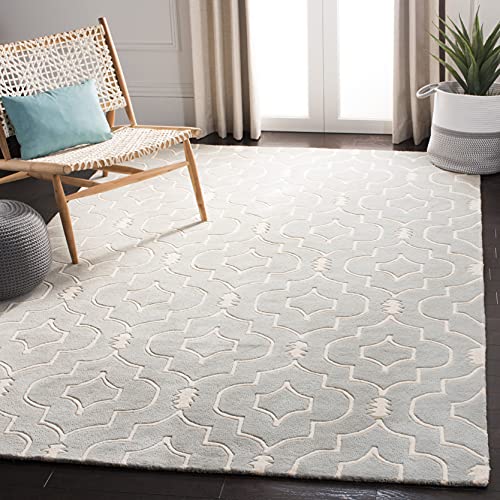 SAFAVIEH Zeitgenössische Teppich für Wohnzimmer, Esszimmer, Schlafzimmer - Chatham Collection, Kurzer Flor, Grau und Elfenbein, 152 X 244 cm SAFAVIEH Zeitgenössische Teppich für Wohnzimmer, Esszimmer, Schlafzimmer - Chatham Collection, Kurzer Flor, Grau und Elfenbein, 152 X 244 cm