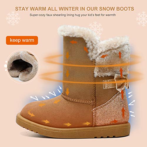 Tombik TB200607COGNAC110 Toddler Girls Snow Boots Warm Cold Weather Winter Boots Cognac 11 Us Little Kid thumb #2