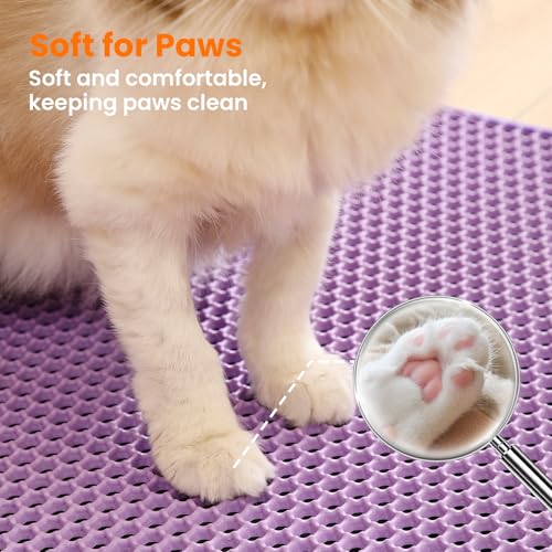 Image of Cat Litter Mat,Large Honeycomb Double Layer Cat Litter Trapping Mat, Non Slip Waterproof Urine Proof Cat Litter Box Mat, Kitten Supplies and Essentials