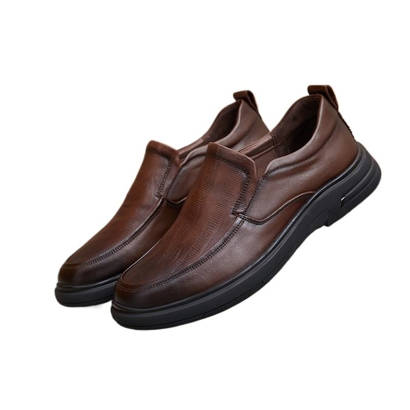 Men's Breathable Genuine Leather Brogue Oxfords Mens Business Casual Loafers Formal Oxford Slip On Dress Shoes