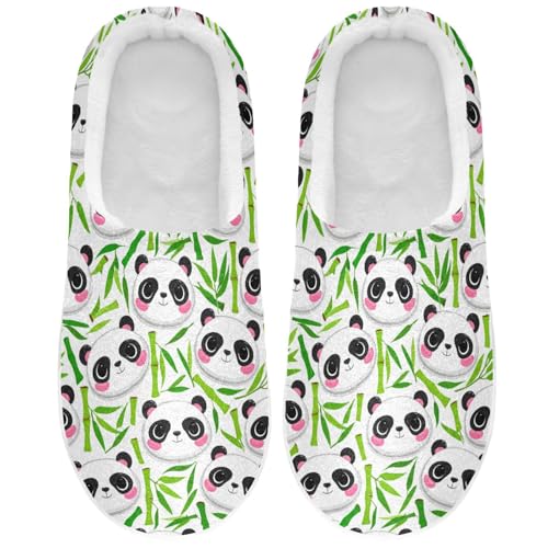 House Fuzzy Slippers Cute Panda Bamboo Anti-Slip Warm Shoes for Womens and Men 2301714
