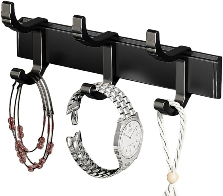 Towel Robe Hanger Hook Black Aluminum Wall Door Key Hooks Rack Living Room Bag Hanging Bathroom Coat Stand Kitchen Accessories,RH,W,3H