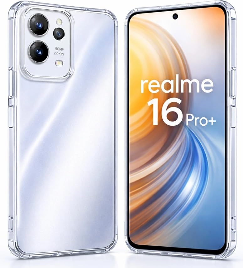 Image of REALCASE Silicone Back Cover Case, Scratch Resistant Protective Crystal Clear Transparent Shock Proof Back Cover Case for Realme 16 Pro Plus 5G