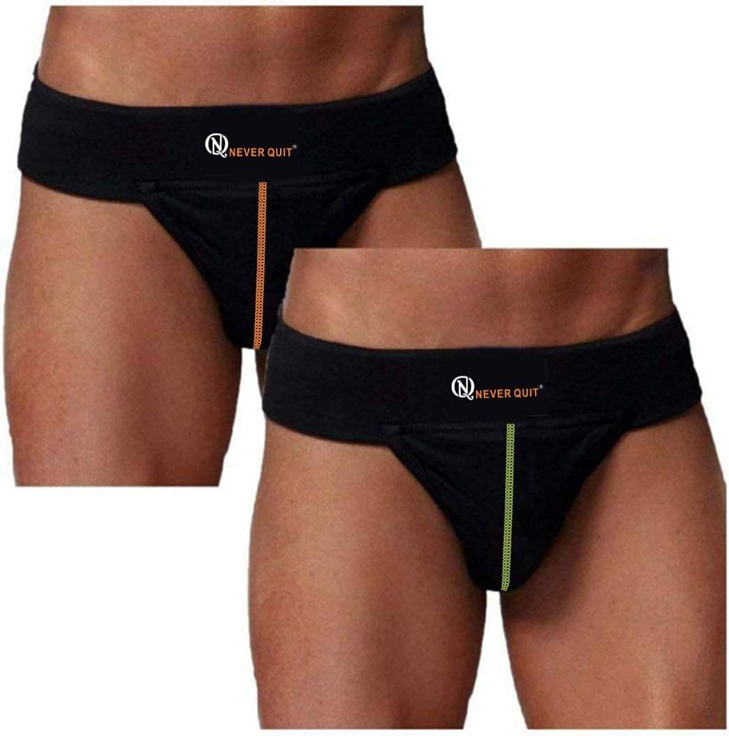Gym Supporter for Men | Ideal for Workout and Running, Cricket, Tennis, Sports| Compression Brief Abdomen Support for Boys Orange + Green Strip (Pack of -2)
