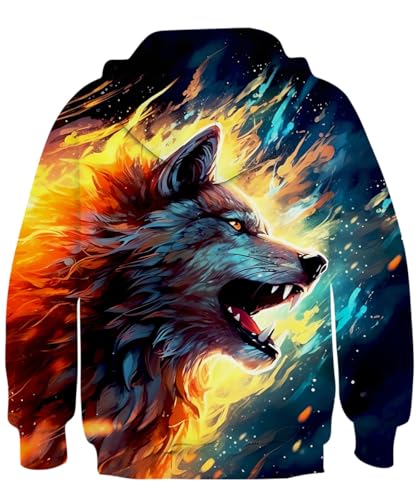 Image of TUONROAD Hoodies for Boys Winter Kids Sweatshirts for 14 16 Boys' 3d Wolf Hooded Shirt for Teen Unisex Sport Clothing
