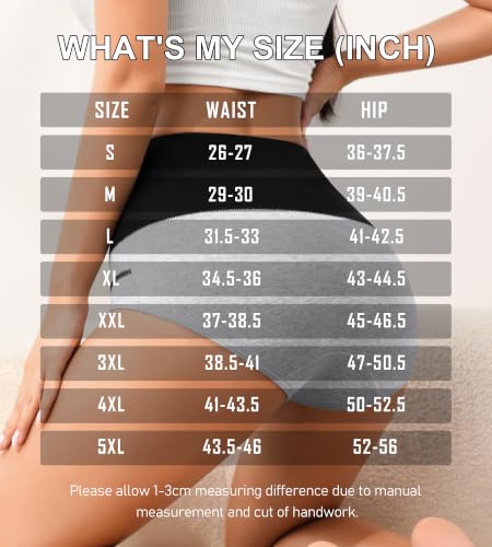 Image of Eiggam Underwear for Women Cotton High Waist Panties Full Coverage Briefs Soft Strech Ladies Breathable Panties-Multi Pack