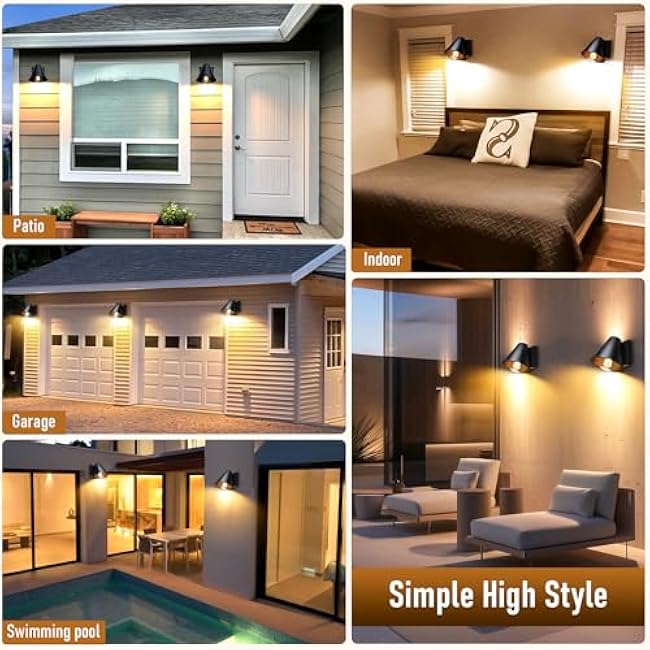 DBF Outdoor Lanterns, 4 Pack Exterior Light Fixtures, Waterproof Anti-Rust Outdoor Wall Sconces Front Porch Light, E26 Socket Outside Lights for House, Garage Door Farmhouse Patio, Black