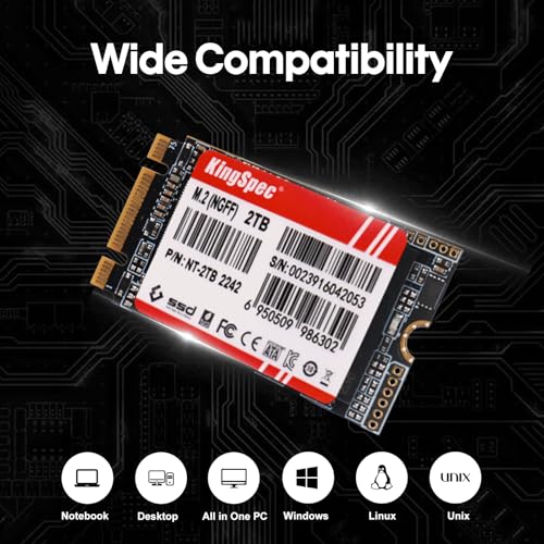 Image of KingSpec 2TB M.2 SATA 2242 SSD NOT for NVMe Slots, Upgrade for Laptop /Desktop, SATA III 6Gb /s, B+M Key, Up to 550MB /s