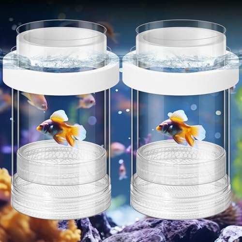 Beeveer Züchterbox für Aquarium, Züchter, Trennnetz, Zuchtbox mit Saugnapf für kleine Fische, Garnelen, Clownfische, Guppy, 2 Stück (Weiß, M)