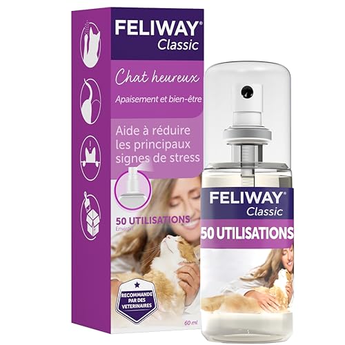 FELIWAY Classic Spray 60 ml - Phéromones Apaisantes pour Chats - Apaise les Chats à la Maison et...