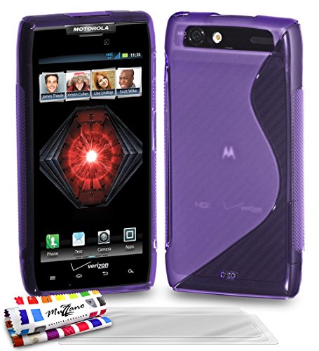 MUZZANO Original Le S Premium Flexible Shell Case with 3 Ultra Clear Screen Protector for Motorola RAZR MAXX/XT912 - Purple