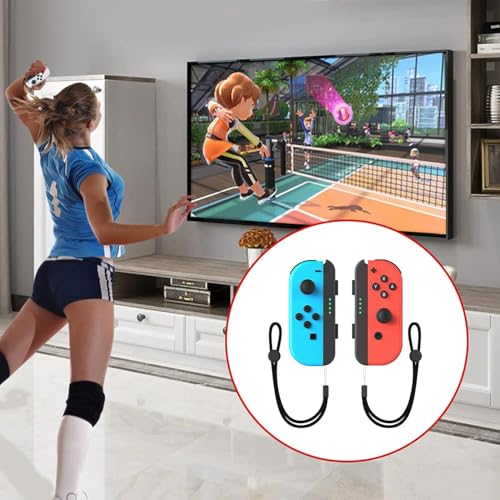 10 in 1 Accessories Kit for Nintendo Switch Sports,Family Accessories Bundle Compatible with Switch/Switch OLED Sports Games with Soccer Leg Strap,Golf Clubs ,Tennis Rackets,Swords (Red blue)