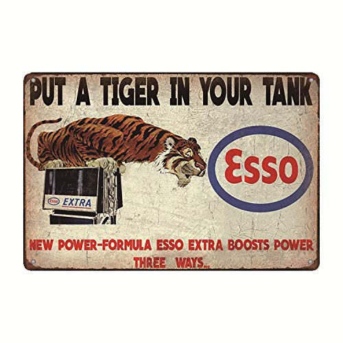 Esso MIS A Tigre en Your Serbatoio, Look Vintage Decorazione Murale in Metallo Pannello Garage 30,5 x 20,3 cm