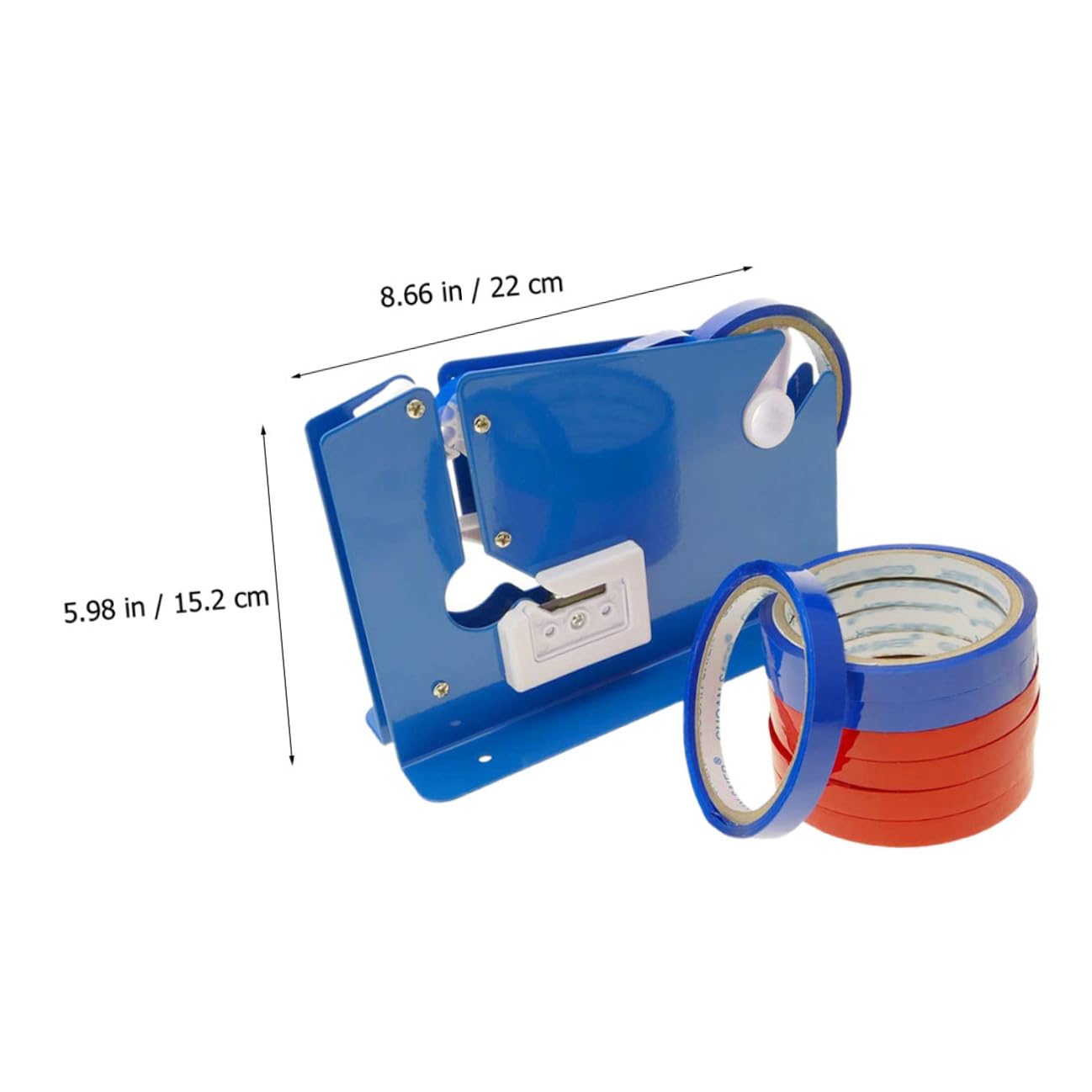 GALPADA 9 pezzi Distributore Nastro Adesivo Portatile con Taglierina Integrata Macchina Sigillatrice Sacchetti per Alimenti Buste e Prodotti Industriali con Nastro Blu e Rosso