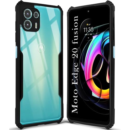Image of Jkobi Back Case Cover for Motorola Moto Edge 20 Fusion (Shockproof with Polycarbonate Clear Panel | Professional Black)