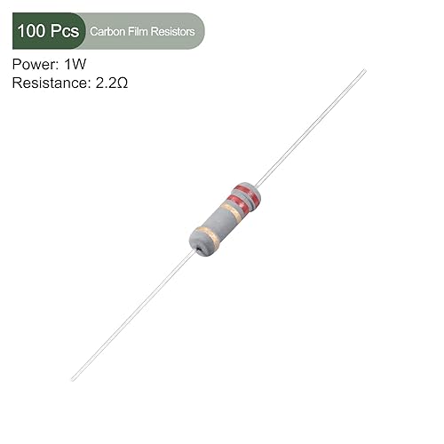 Miniatura 2 de YOKIVE 100 resistencias de película de carbono, 1 W 2.2 ohmios, 5% de tolerancias, buenas para proyectos electrónicos de bricolaje (4 bandas de