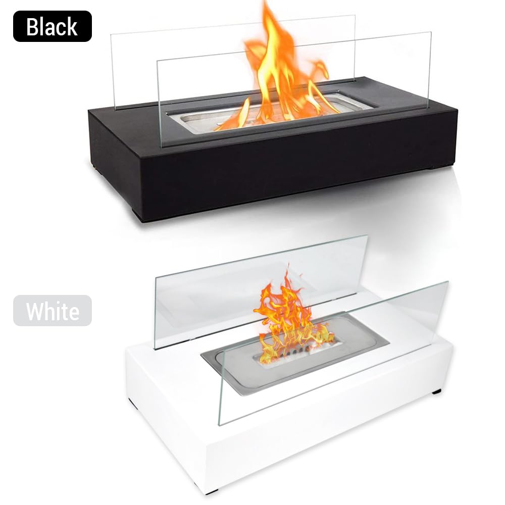 Indoor Tisch-Feuerstelle, Tragbare Outdoor-Feuerstelle mit Tanzenden Flammen, Modernes Design, Robuster Stahlsockel