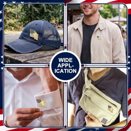 Image of Huquary Patriotic Cross with Waving American Flag Metal USA Flag Lapel Pins for American Patriotic Suits Jackets Hats Backpacks Clothes Decor