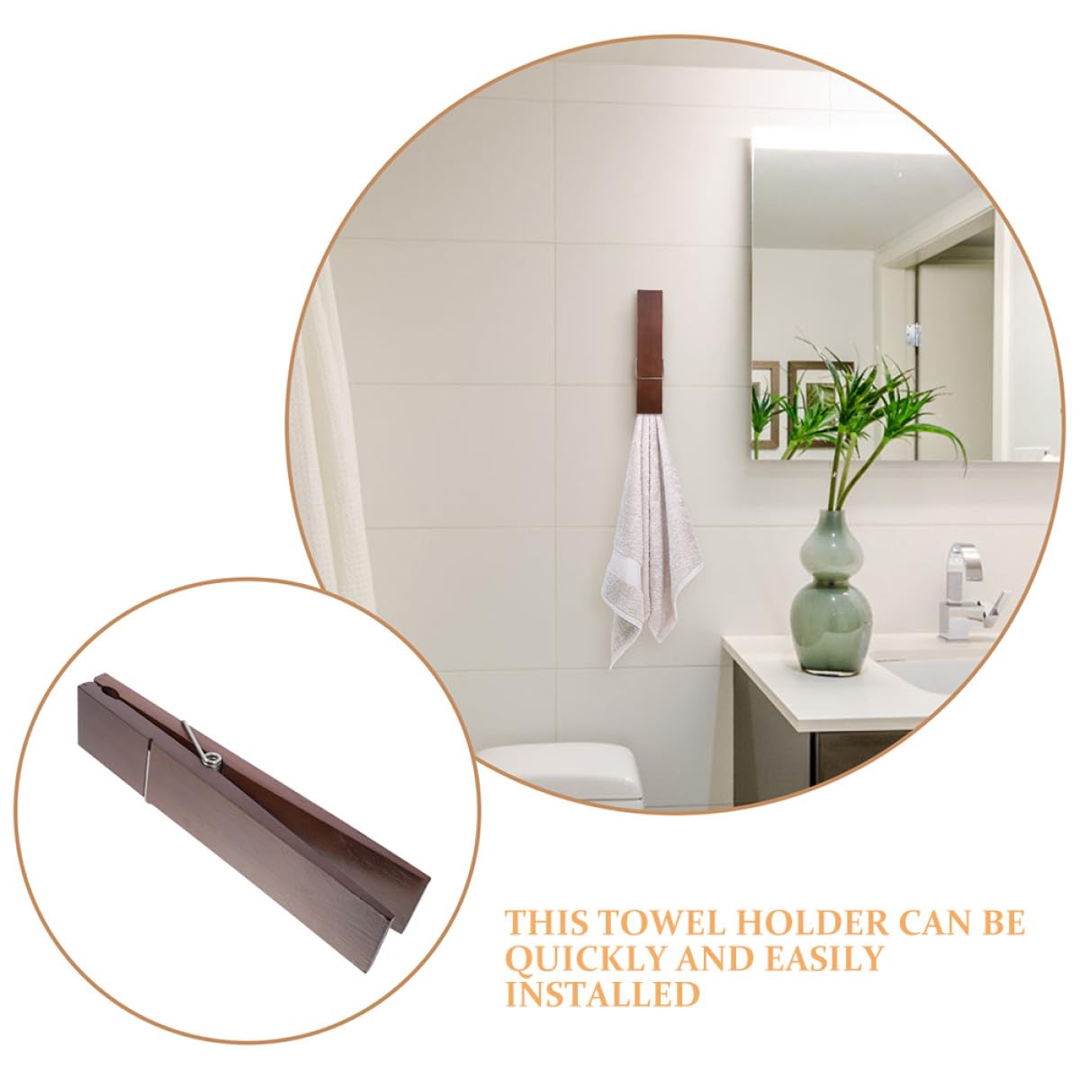 VALICLUD Ganchos para Toallas de Baño Grandes 30x4x5 Cm Madera Natural Resistente Multiusos Colgador Pared para Toallas y Batas 2 Unidades Uso Baño Hogar
