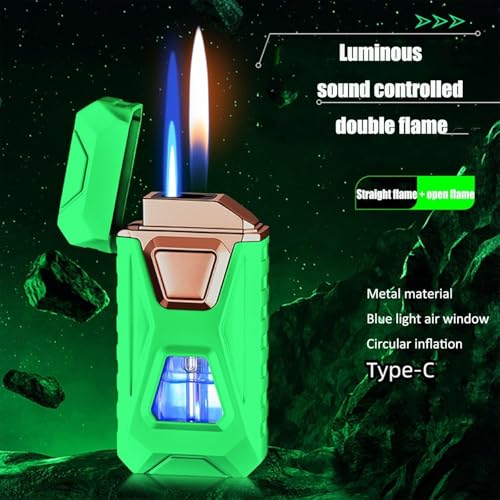 Encendedor dual a voz, recargable USB, azul miniatura 6