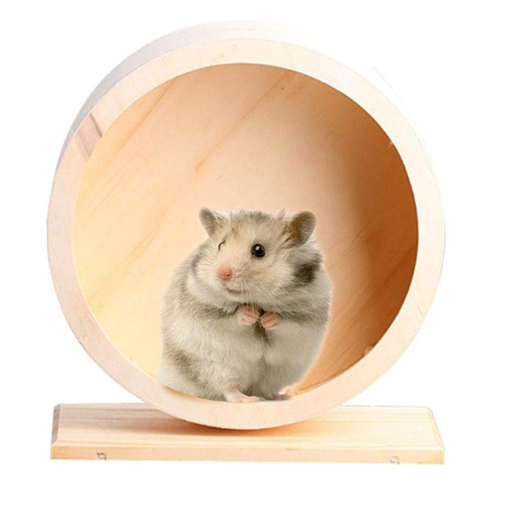 Roue d'exercice pour Petits Animaux Roue De Sourdine en Bois pour Hamster Roue De Course Disque Antidérapant pour Rat Gerbil Souris Chinchillas Hérissons Cochons d'Inde,29cm