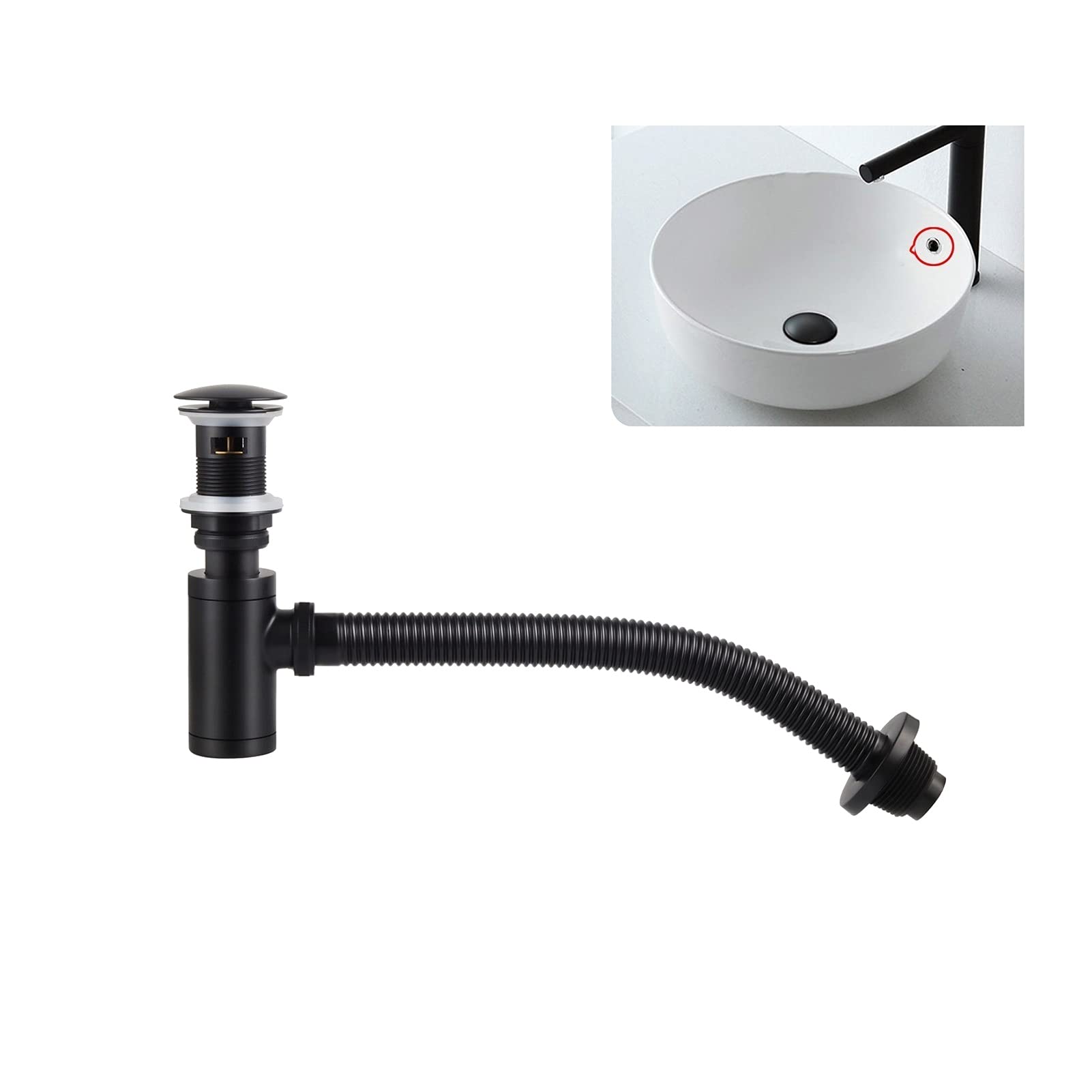 AnSafe Trampa de Botella, Negro Tubo de desagüe Antiolor Antibloqueo Ajustable Flexible Pared/Suelo Drenaje Universal para Lavabo con rebosadero (tamaño : 30cm)