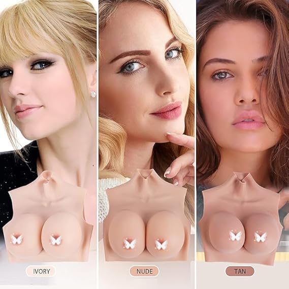 The Secret Boutique Fake Boobs False Breasts Breast Plates Silicone Breasts B-S Cup for Cosplay Drag Queen Crossdressers (Ivory, B CUP) 4