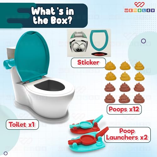 Image of Wembley Shooting Indoor Game | Fun Family Shooting Activity | Shoot the Poop Toilet Toy with 2 Launchers | Kids Family Board Game | 12 Soft Poop Pieces | Family Game Set for Kids of 4-10 and Adults